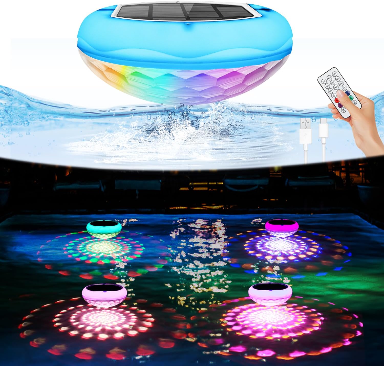 Solar Floating Pool Lights — 2 Pack